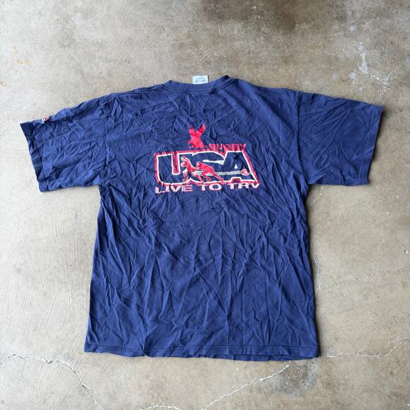 VINTAGE 90S ADIDAS USA RUGBY LIVE TO TRY T-SHIRT EAGLES GRAPHIC MENS LARGE - Picture 1 of 5